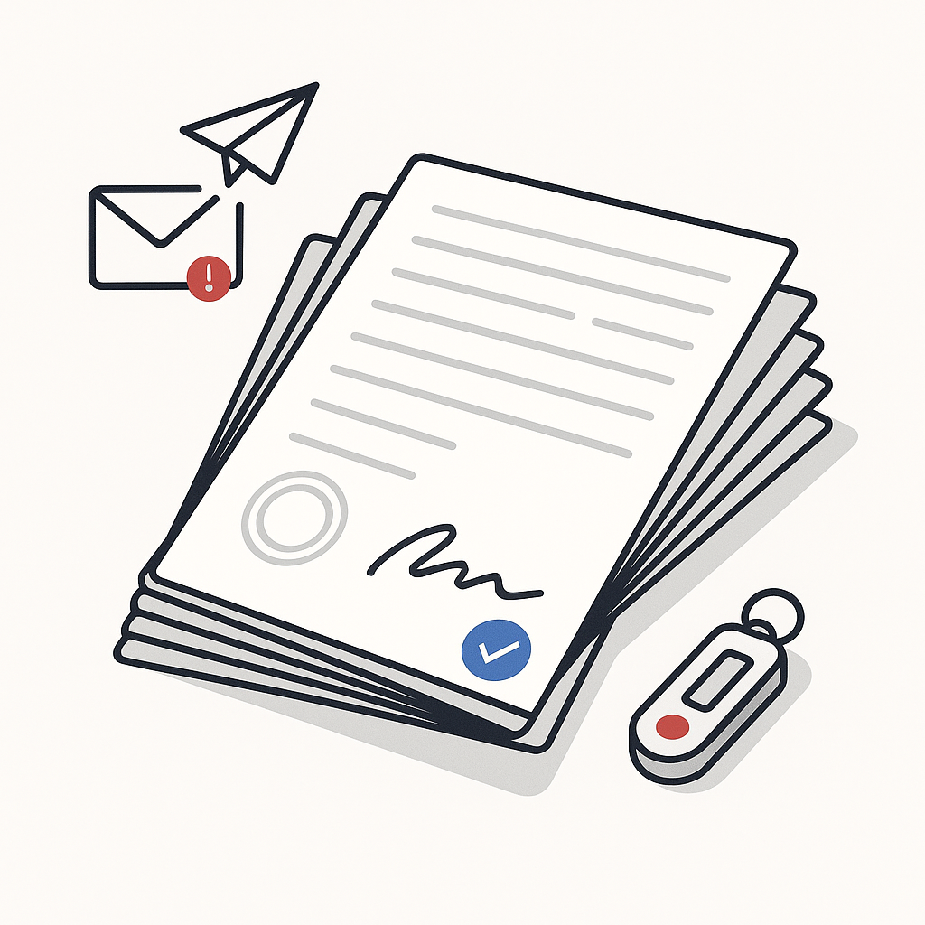Illustration: the approval documents, signed and stamped